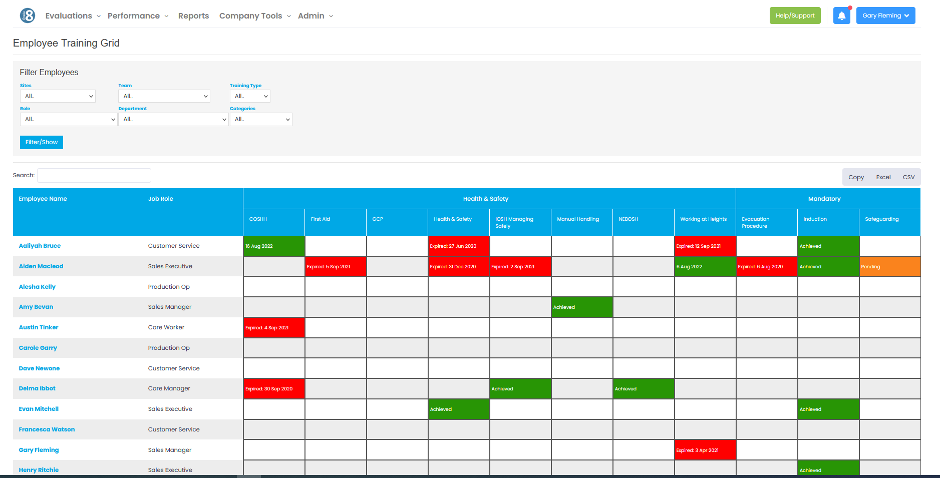 screenshot of Evalu-8 HR